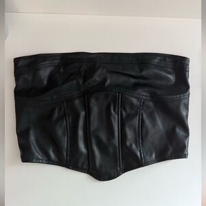 Black Faux Leather Corset Top Size Large